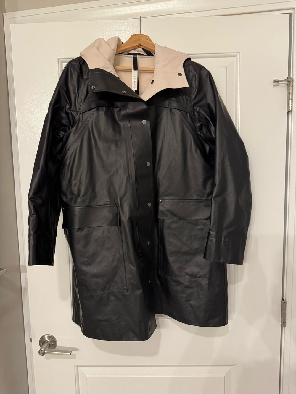 lululemon athletica Black Raincoat with Cream Hood
